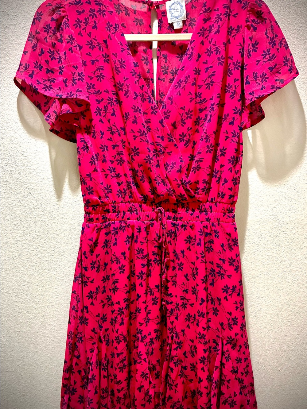 Blue Rain Pink and Navy Floral Midi Dress